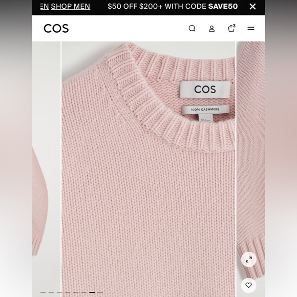 Brand new COS Chunky Pure Cashmere Crewneck Sweater- Pink - Medium - Picture 3 of 8